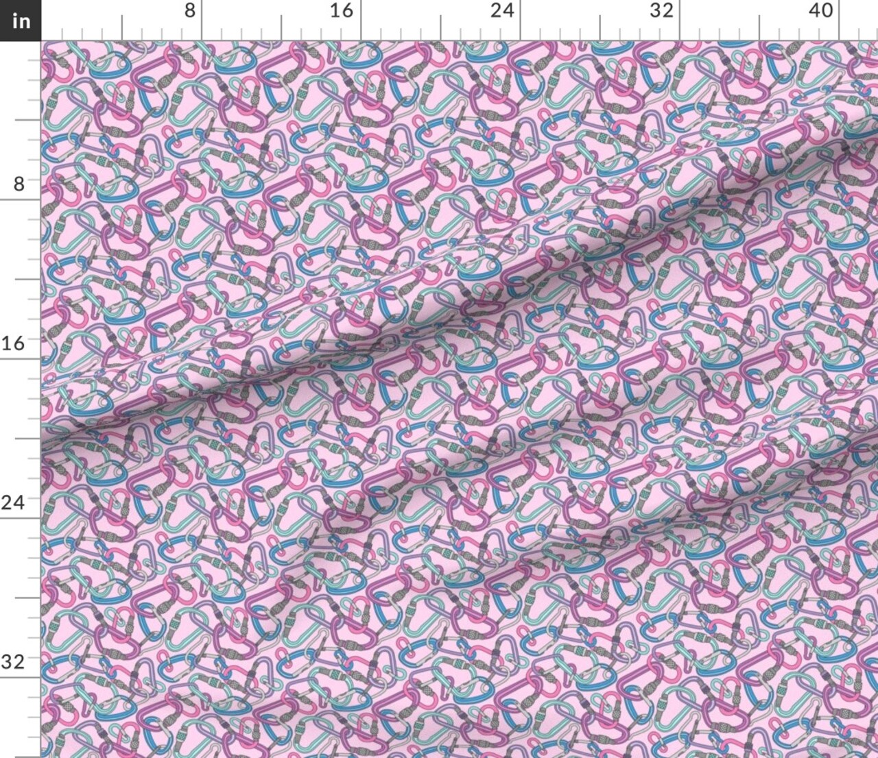 Outdoors Sports Adventure Climbing Mountain Carabiner Fastener Clip Mountaineering Karabiner Camping Rope Rock Rustic Small Scale Pink Custom Printed Fabric by Spoonflower Various Fabrics by the Yard or Fat Quarter